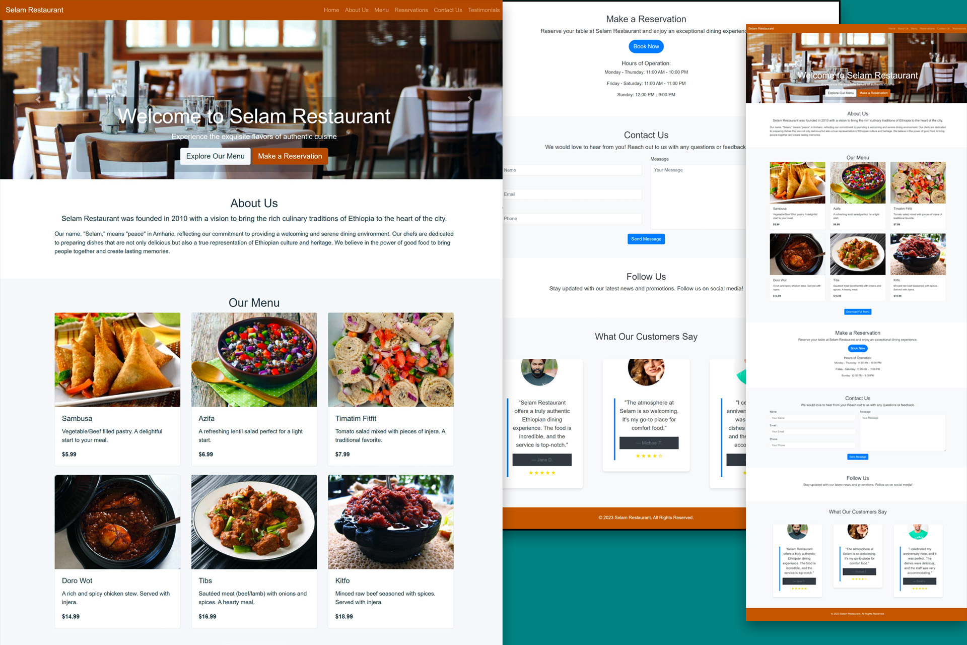 Restaurant profile & menu preview